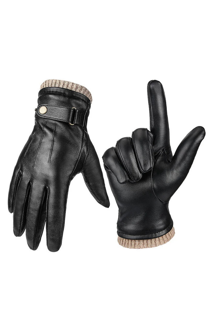 Men Leather Gloves Outdoor Sport Warm Wool Lined Dress Driving Gloves