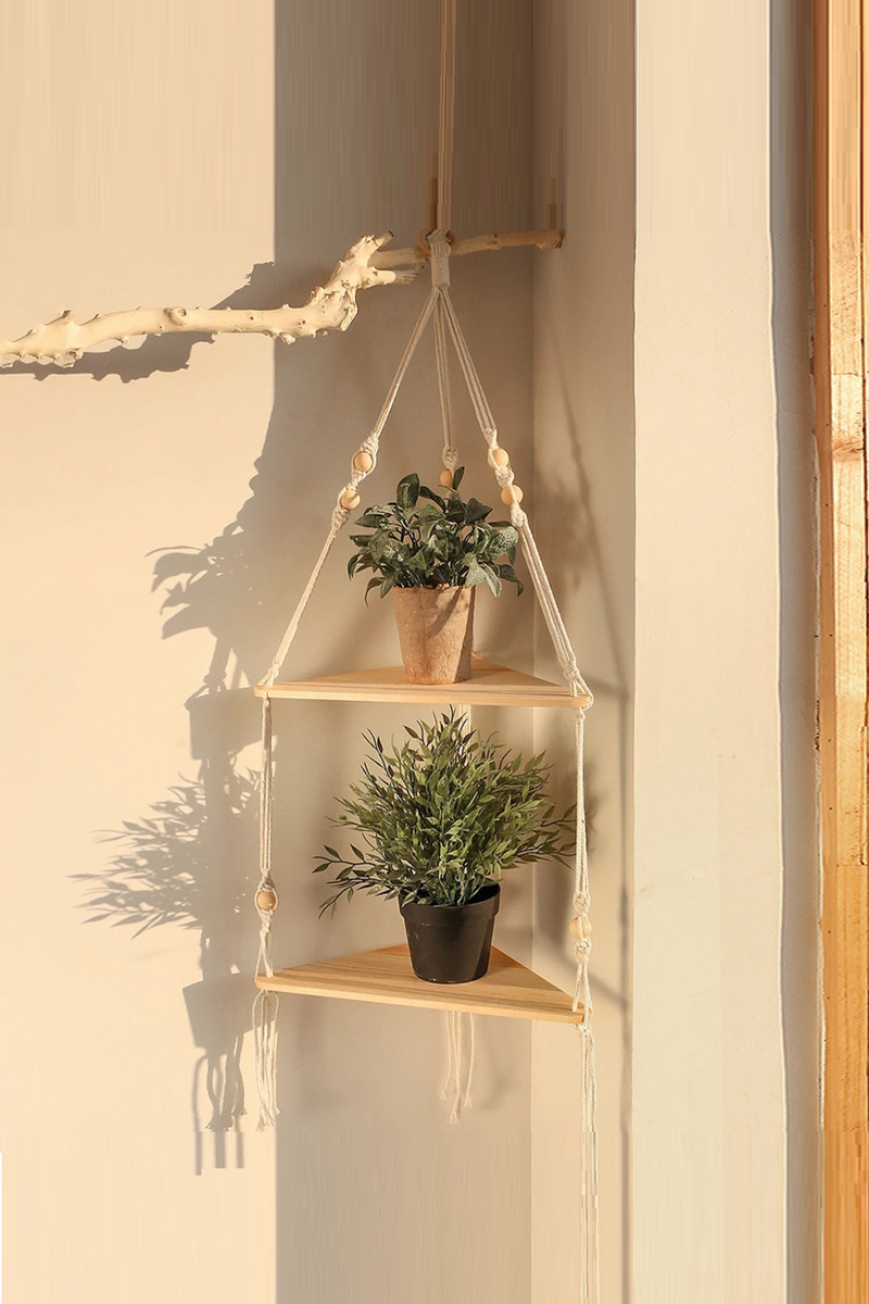 Floating Wall Shelf Wood Triangle Corner Display Stand Home Decoration Wall Hanging Decor