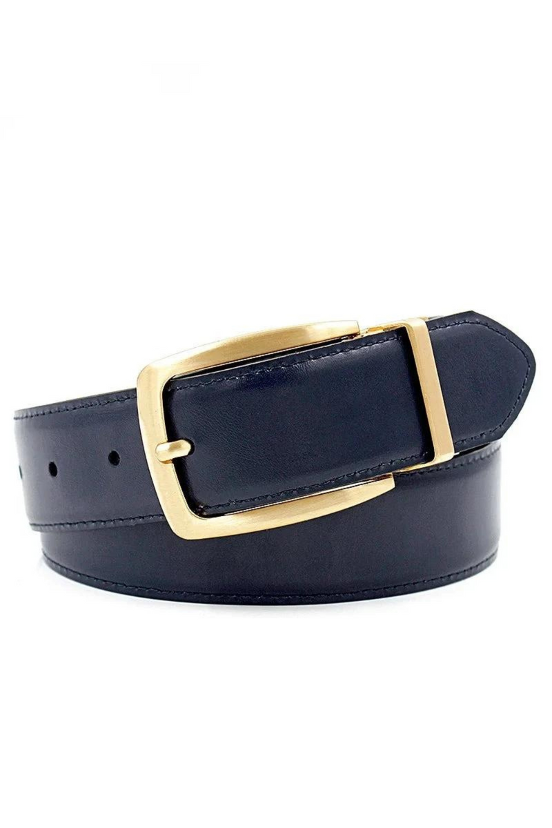 Luxury Gold Reversible Men Waist Belts Real Leather Solid Brass Men's Belt