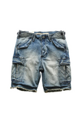 Men Retro Denim Shorts Multi Pockets Cargo Jean Shorts for Male