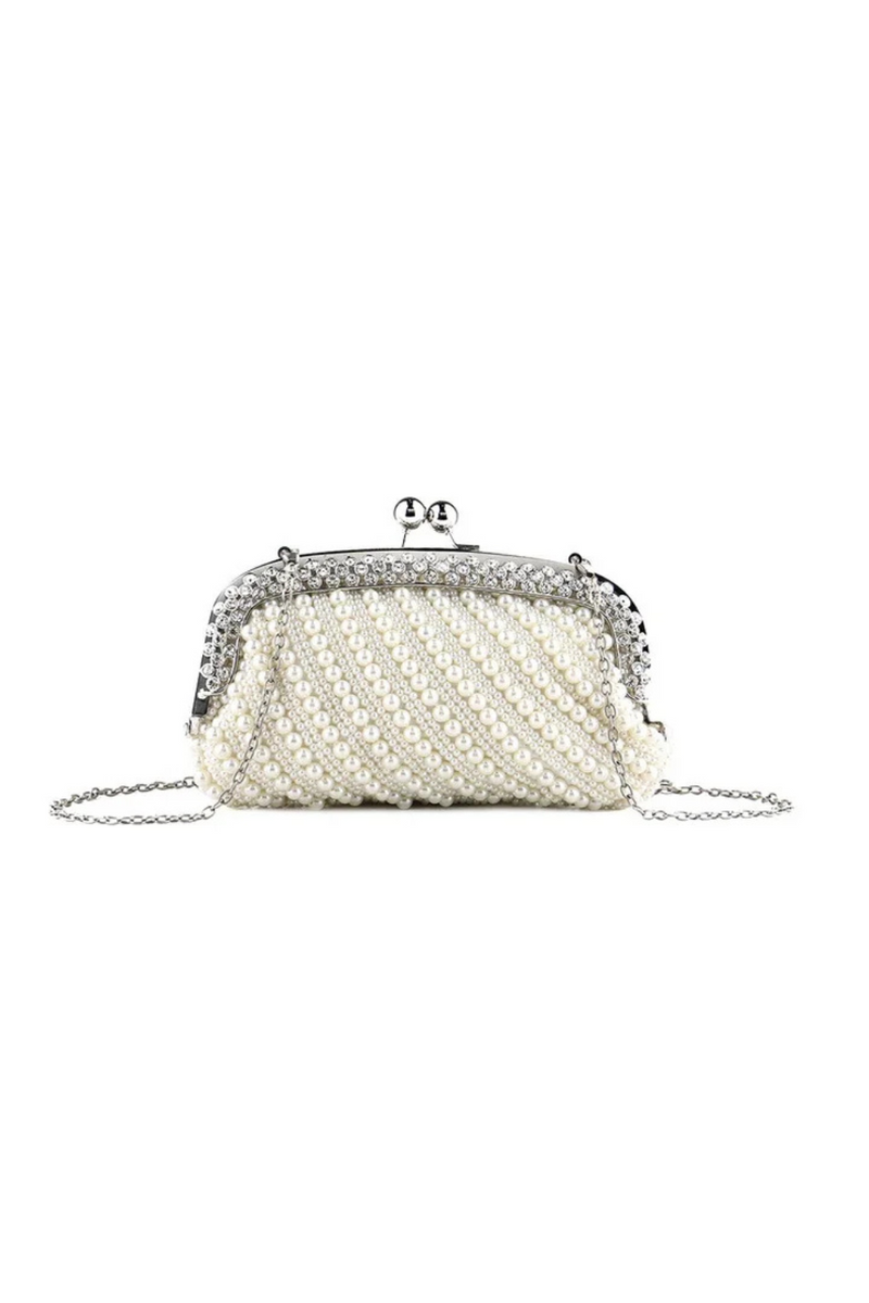 White Romantic Clutch Evening Bags Women Ladies Clutch Bags Pearl Beading