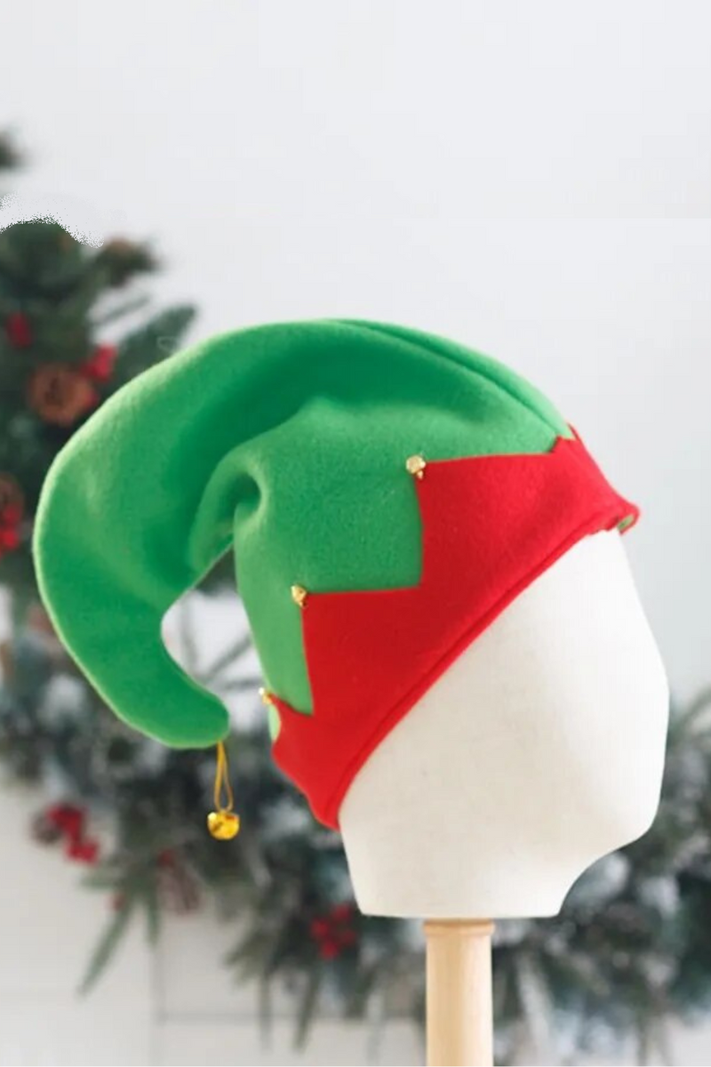 Plush Made with Metal Bell Decoration for Christmas Santa's Helper Hats Caps in Strongly Contrast