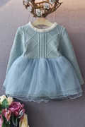 Autumn girls dress spring baby children solid sweater dress