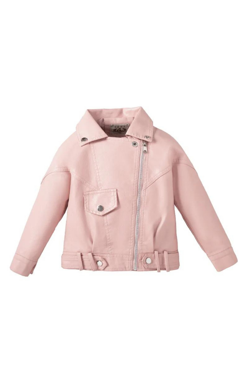 Girls Leather Jackets Children's Coats Spring Autumn