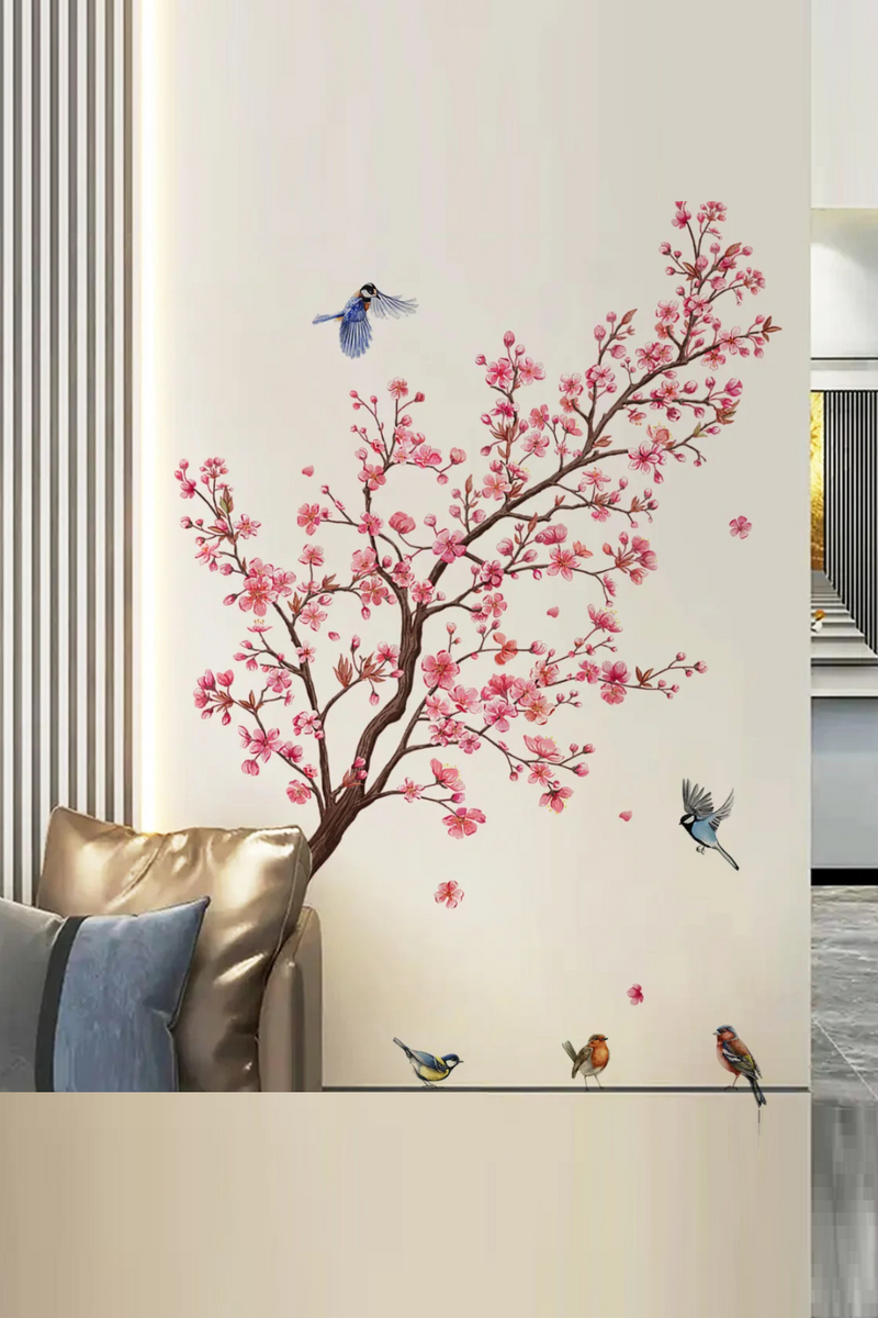 Blossom Flowers Branch Birds Floral Wall Stickers Furniture Background Wall Decals Murals