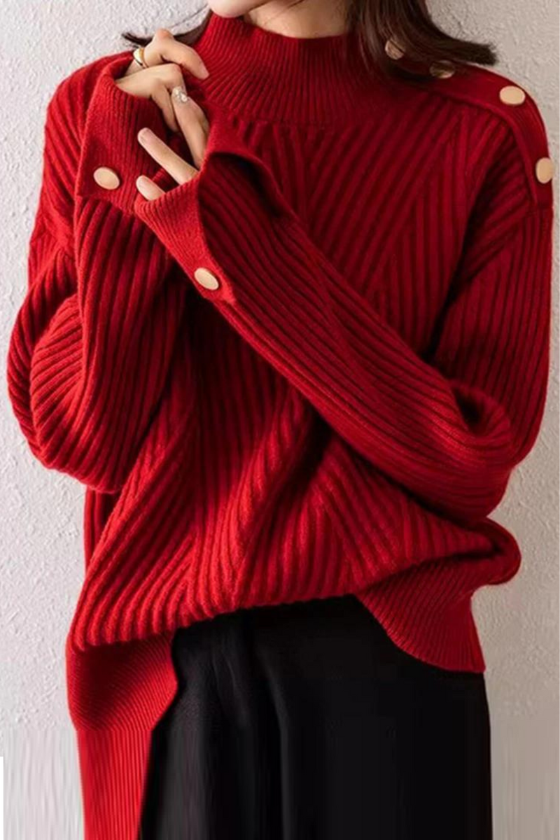 Wool Pullover Half-high Neck Solid Slouchy Style Relaxed Casual Comfortable Commute Sweater Winter Christmas