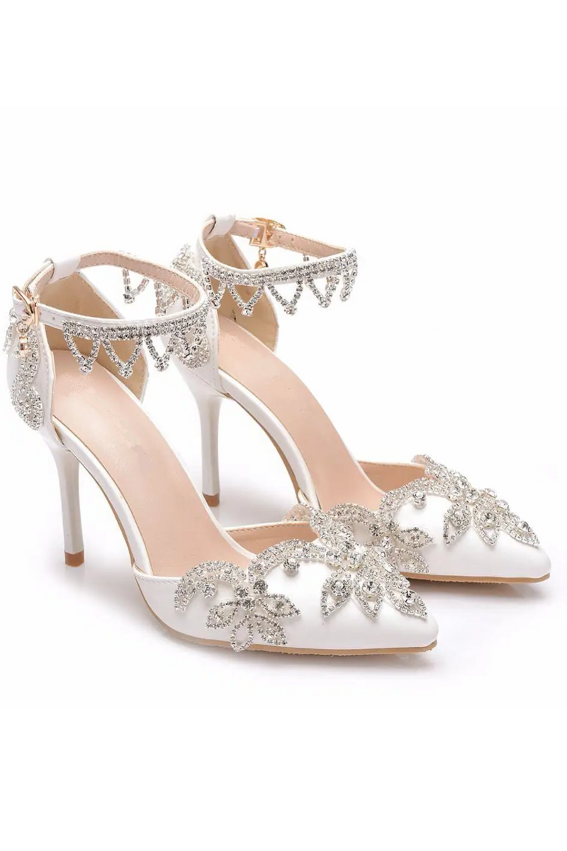 Pumps Women Thin High Heels Pointed Toe Ankle Strap Sandals Wedding Shoes Party