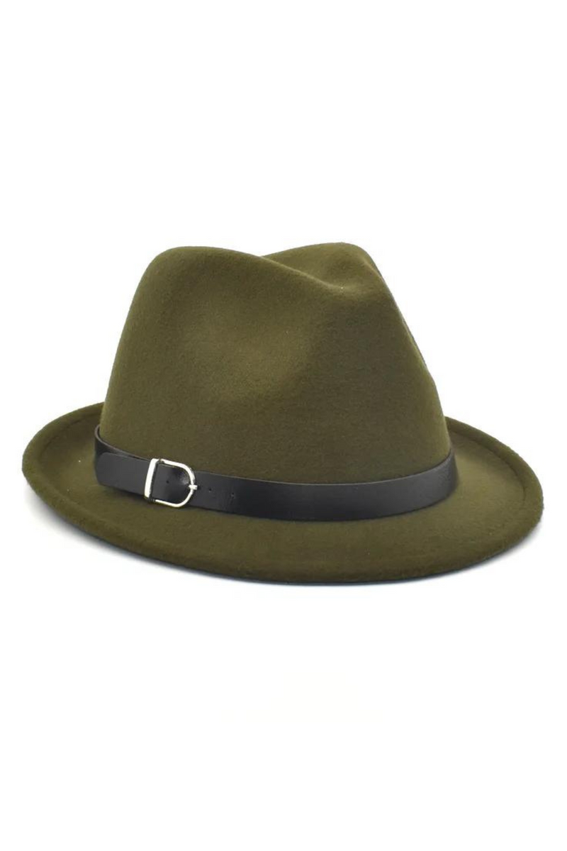 European Classical felt Fedoras Hat for Men Women Cowboy Trilby Cap Homburg Church Hat with Belt