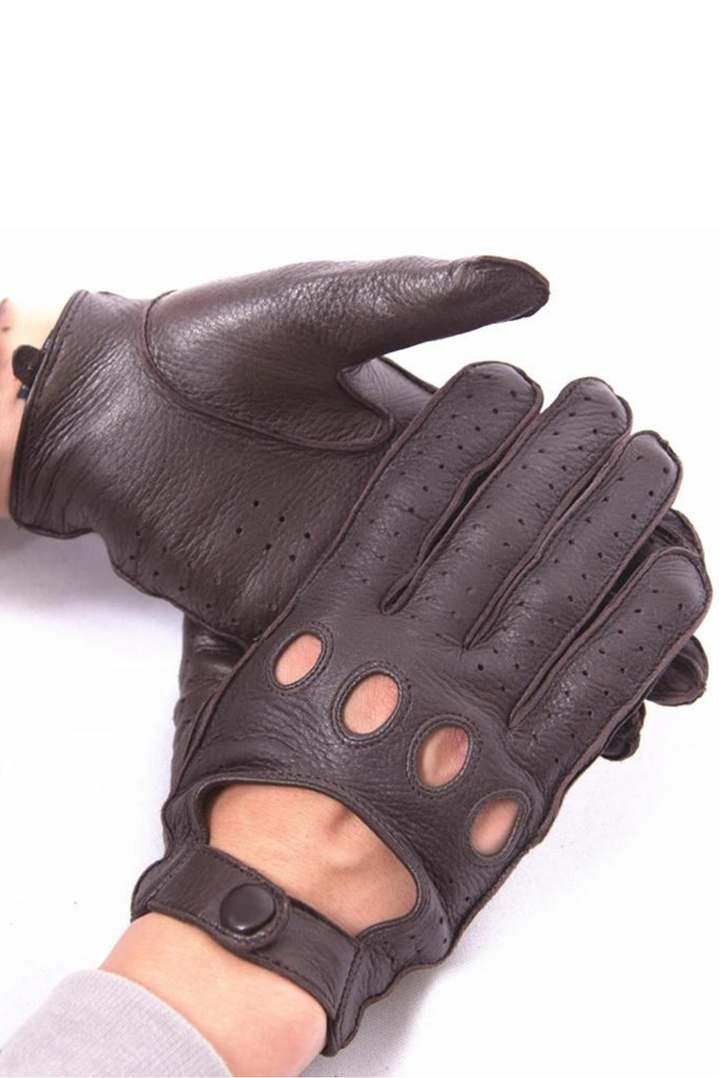 Gloves Male Real Leather Locomotive Driving Gloves Men Bent fingers Design More Comfortable