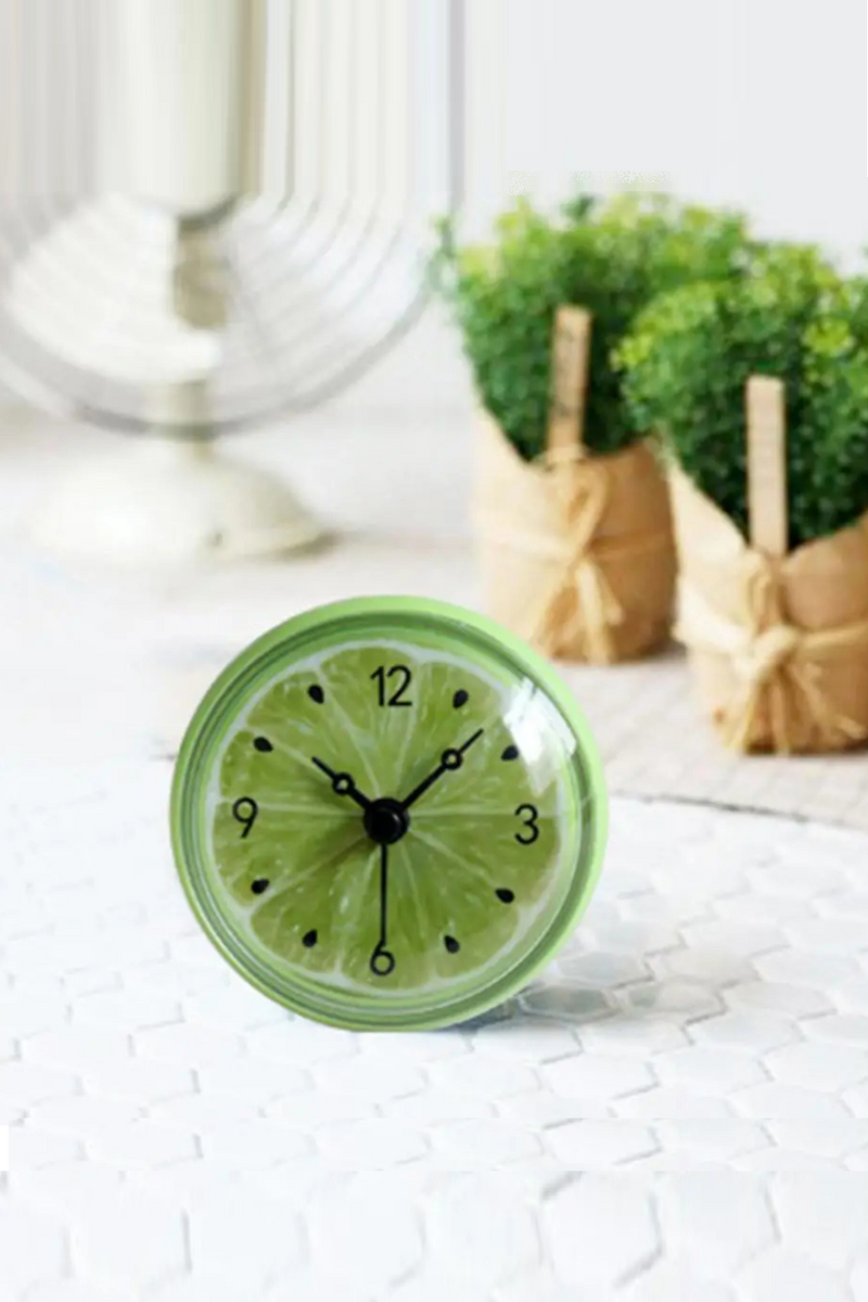 Bathroom Kitchen Waterproof Fruits Lemon Suction Cup Refrigerator Wall Clock