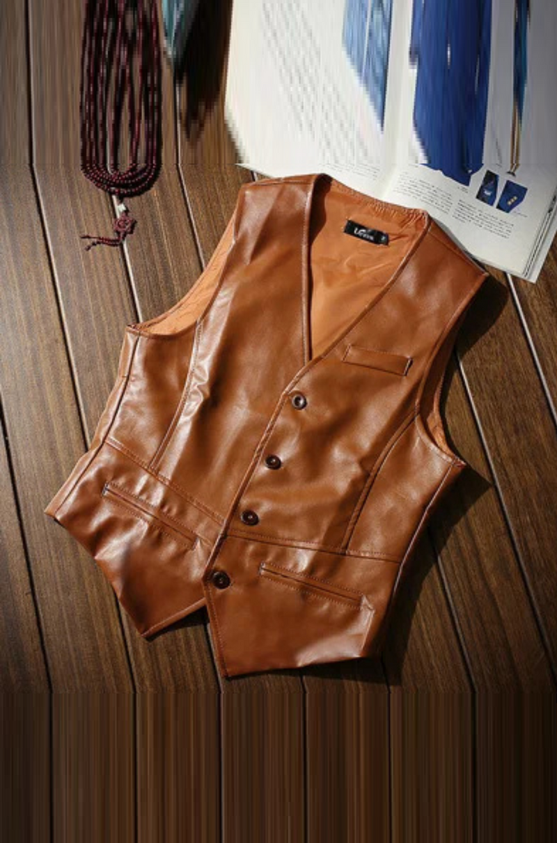 Autumn Men Vests Coats Sleeveless Jackets Casual Outwear Biker Leather Waistcoats