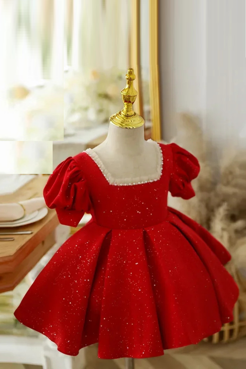 Birthday Red Baptism Luxury Dress Newborn Infant Baby Girl Party Children toddler dresses