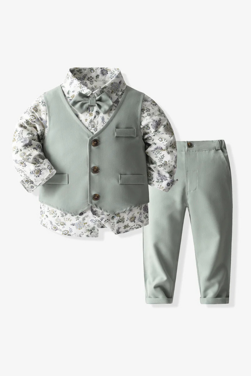 Children Sets Boy Formal Dress Children Floral Shirt Suit Boy Children Dresses