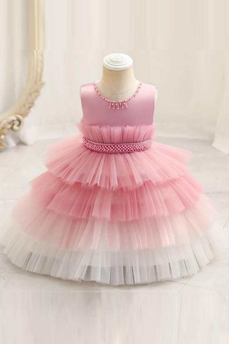 Children's wear baby's first birthday party dress color matching gradient Lace Princess Baby Girl Christmas Party Prom Dress