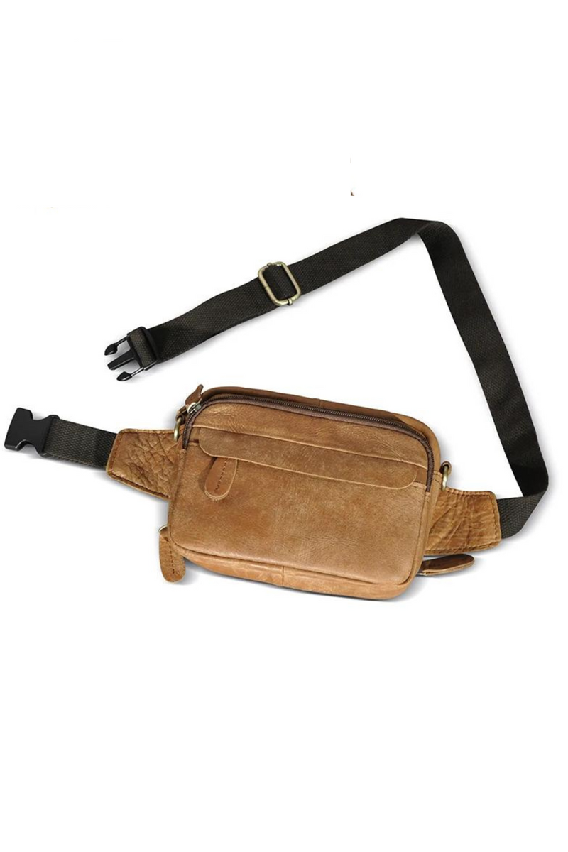 Leather Travel Retro Fanny Waist Belt Bag Chest Pack Sling Bag Design For men