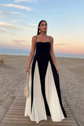 Elegant Contrasting Women Sling Dress Backless Sleeveless  Maxi Dresses Female