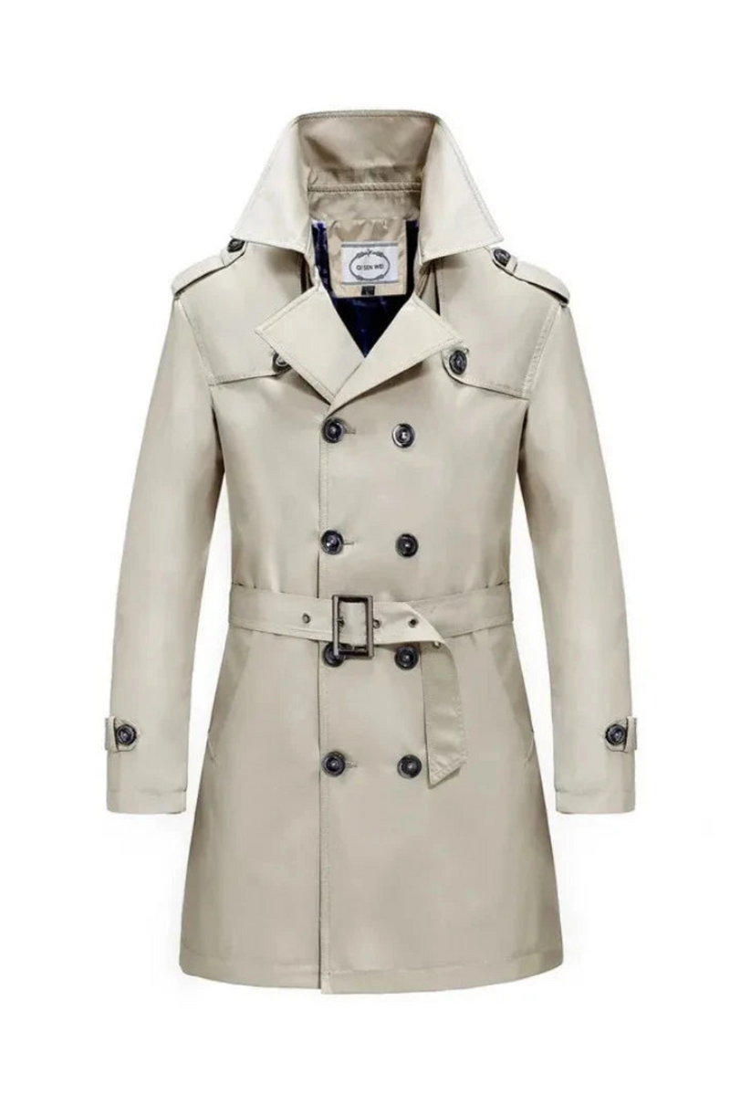 British Style Men Trench Coats with Belt Slim Windbreak Overcoat Male Double Breasted Jackets