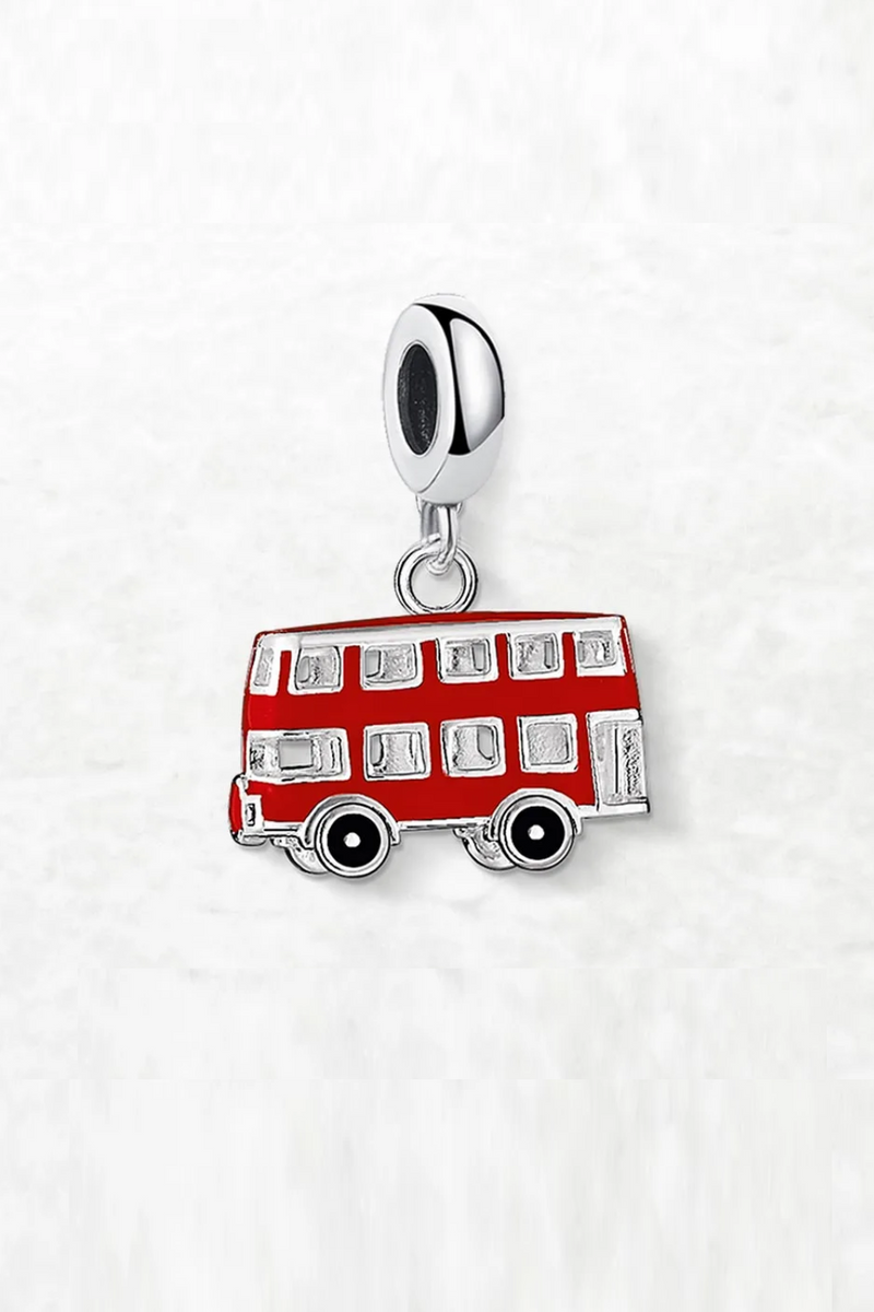 Red London Bus Charm Pendant 925 Sterling Silver Trendy Gift For Women Men Jewelry