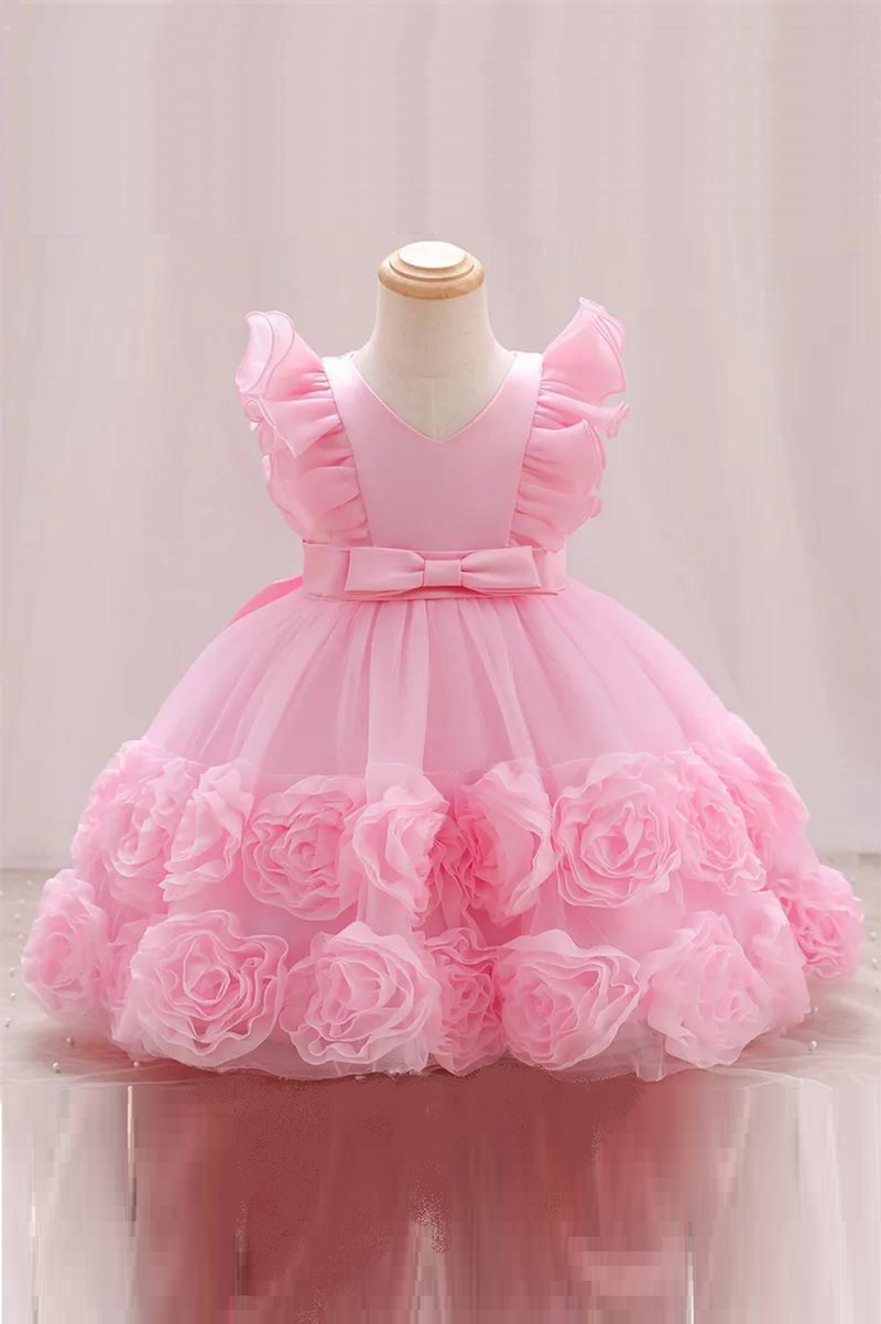 Baby Girl Dress Bow Baptism Dress for Girls Birthday Party Wedding Dress Girls Clothes Applique Gown