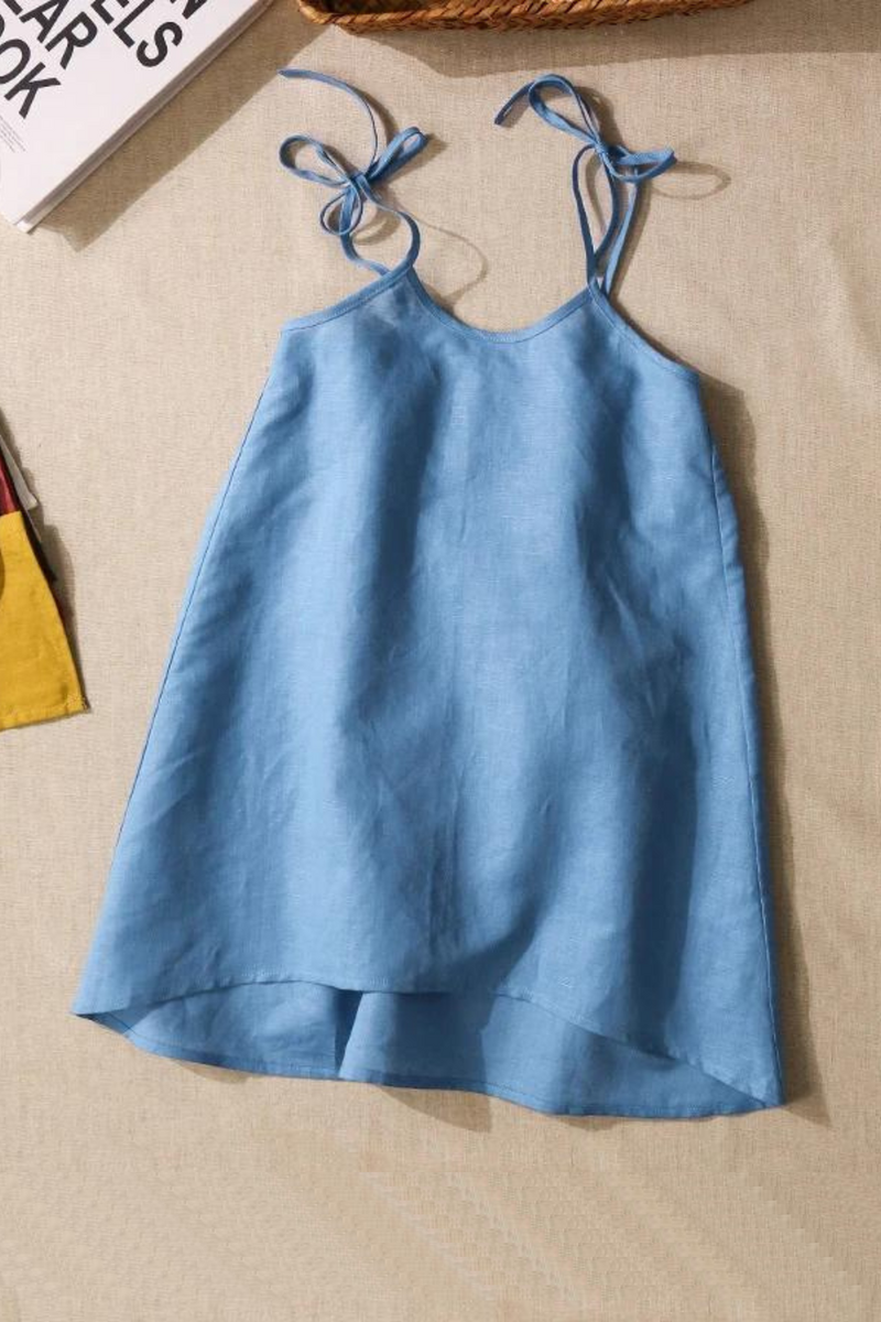 Girls Cotton And Linen Sling Dress Summer Sleeveless Breathable Casual Bandage Children's Suspender Dresses