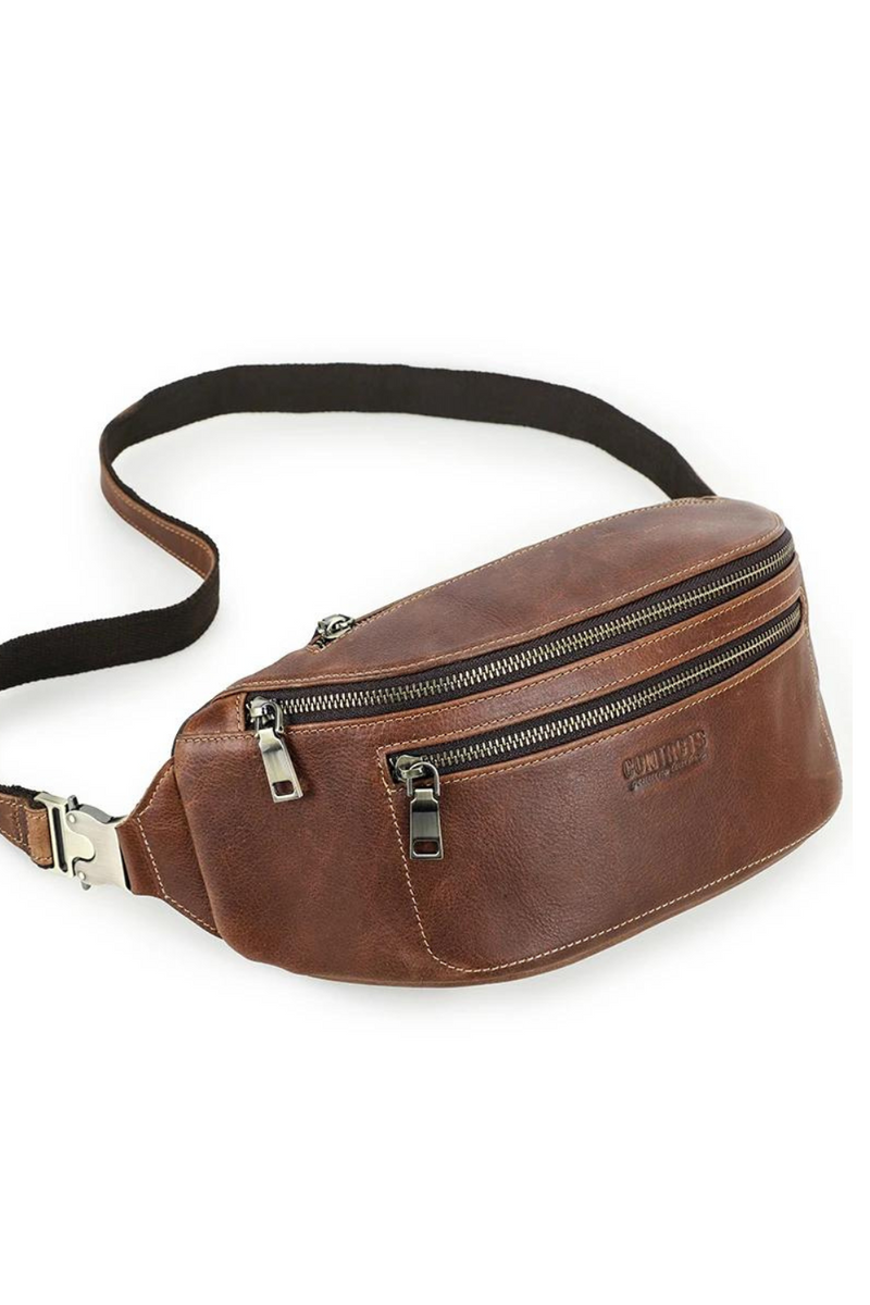 Men Waist Bag Genuine Leather Waist Pack Belt Bag Travel Fanny Pack Casual Crossbody Chest Bags Handbag