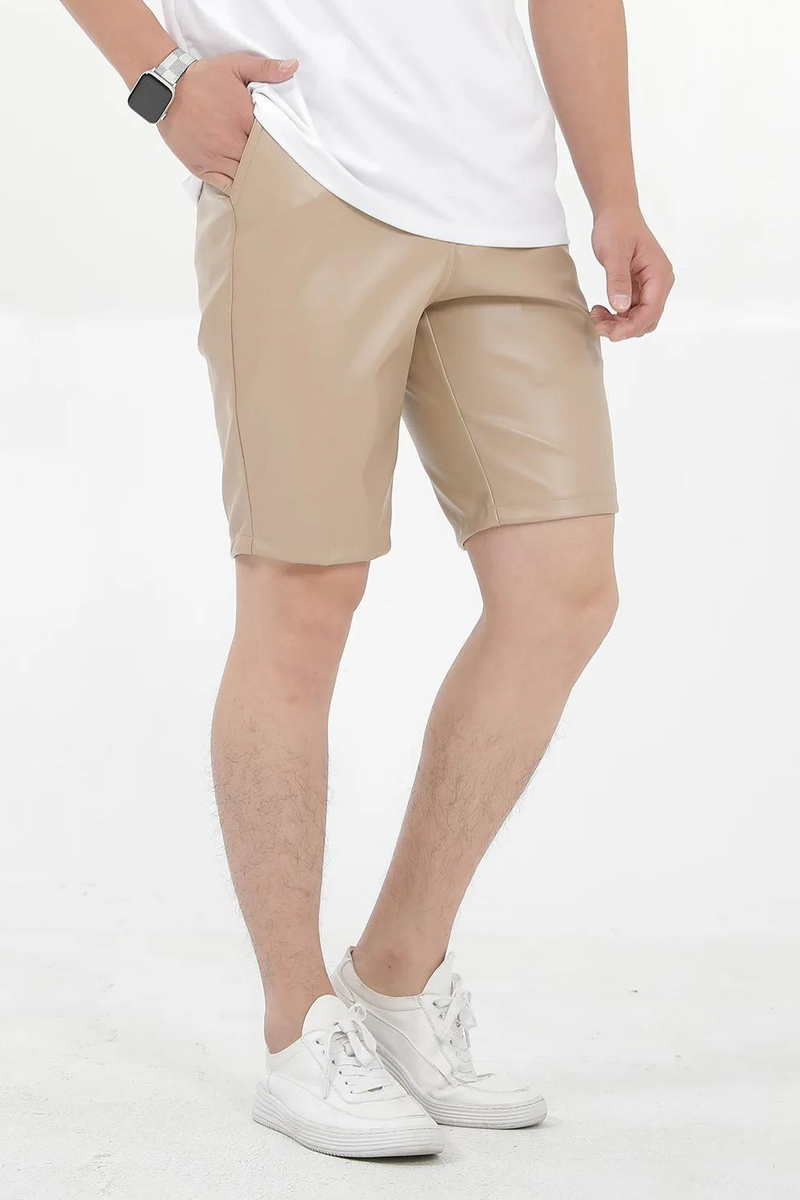 Casual Faux Leather Short Pants Male Summer Business Office Shorts