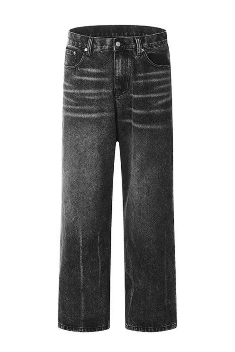 Baggy Pocket Black Jeans Distressed Denim Autumn Basic High Street Pants Casual Pantalones