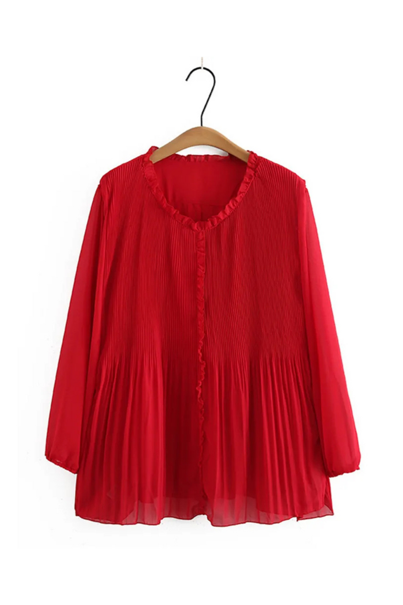 Spring And Autumn Shirt Loose Pleated Shirt For Ladies Up To 300lbs