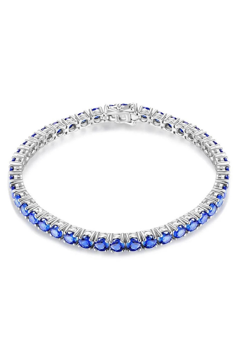 Luxury Solid Sterling Silver Sapphire Spinel Gemstone Strand Bracelets Fine Jewellery Gift for Women