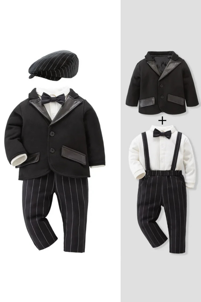 Winter Men Gentleman Suit Baby Padded Suit Children Clothing Set