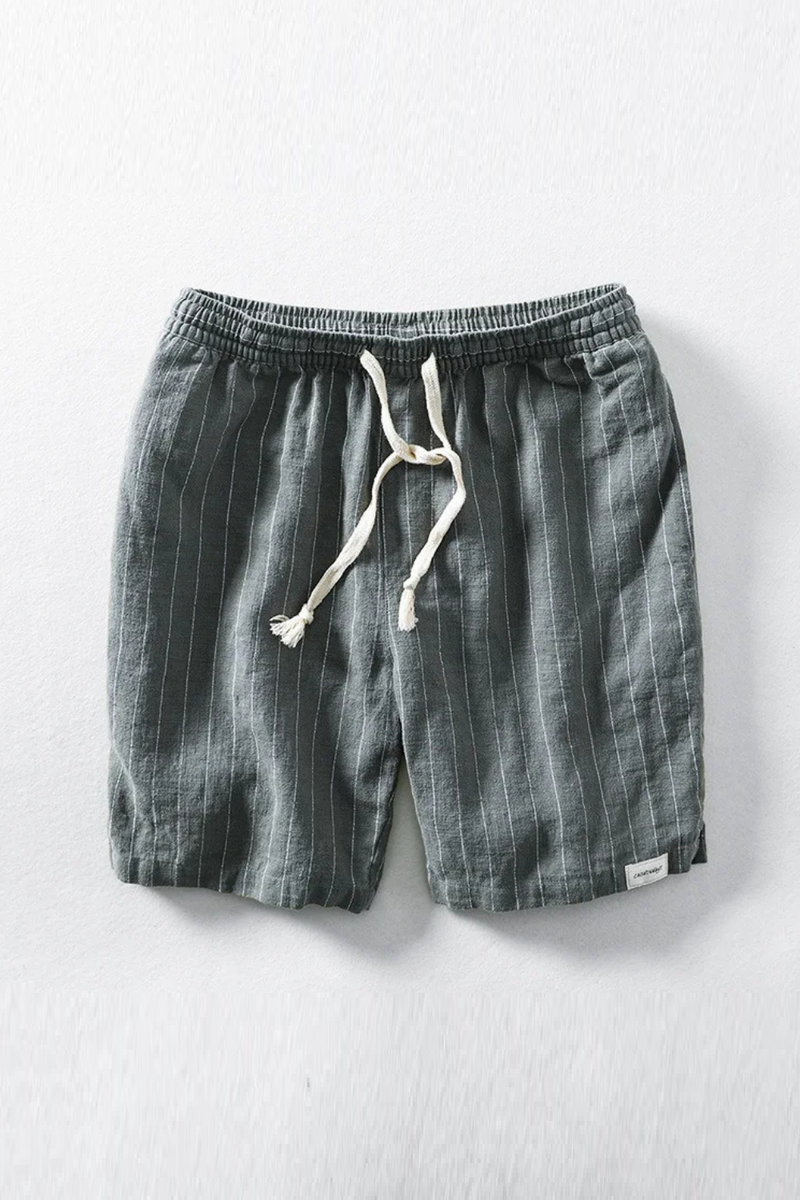 Breathable Men's Linen Casual Shorts for Summer Wear Loose Fit Striped Shorts Men Clothing