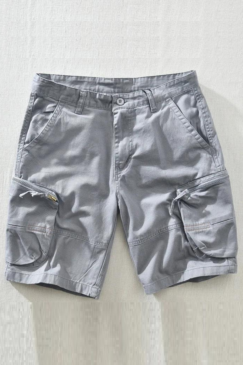 Summer Men's Casual Cargo Short Pants Multiple Pockets Decorative Comfortable Pure Cotton Shorts Streetwear