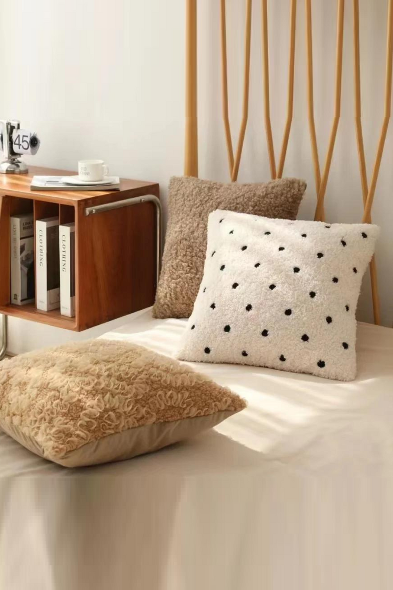 Solid Cushion Cover Dot Lace  Pillow Cover Home Decoration Sofa Couch Bed Living Room Bedroom