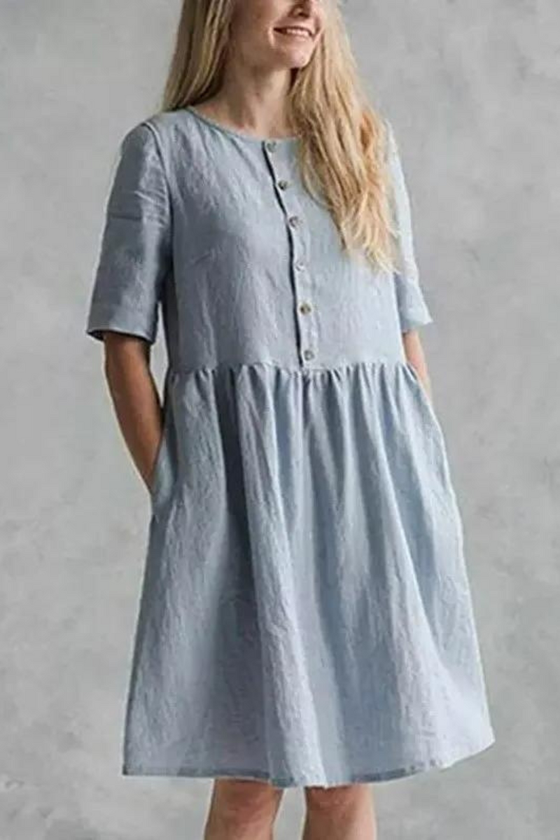 Women Summer Dress Elegant Linen Dresses Casual Retro Boho Party Beach Sundress