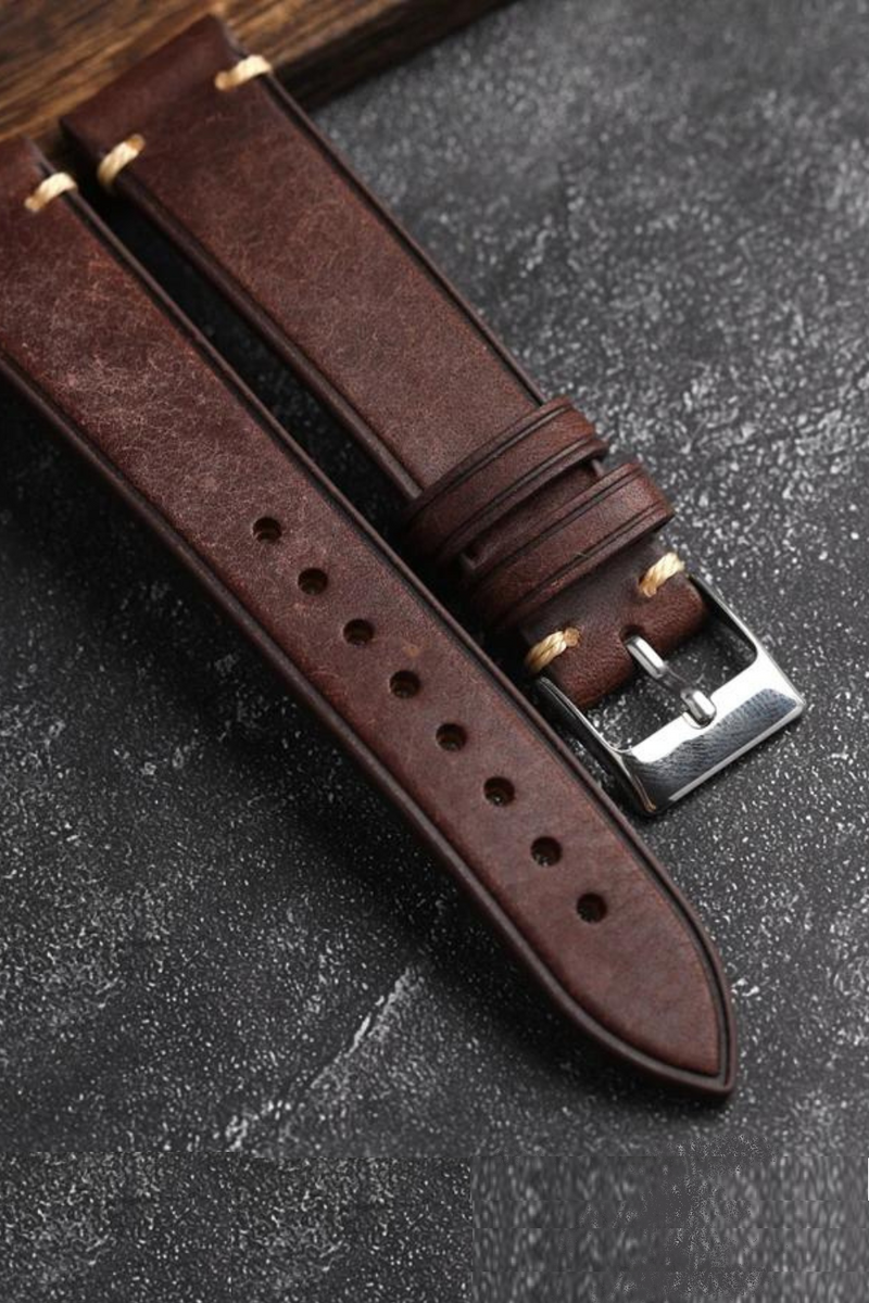 Handmade Genuine Leather Watchban 18 19 20 21 22MM Soft Ultra-Thin Leather Men Vintage Brushed High Grade Watch Bracelet