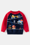 Children Clothing Sweater Boys Autumn Double-layer Cotton Knitting Sweater Winter Boys Car Long Sleeve Sweater