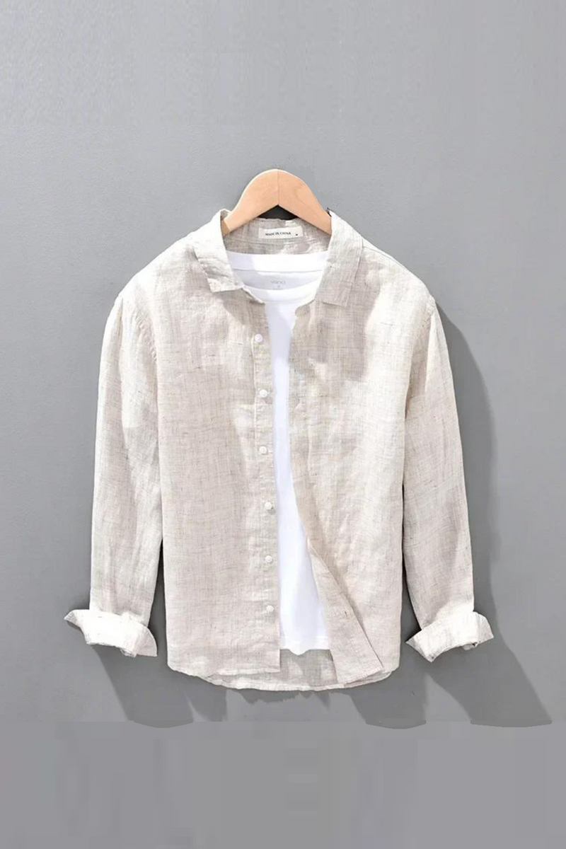 Linen Shirt Men's Seasonal Long Sleeved Top Linen Breathable Shirt Clothing