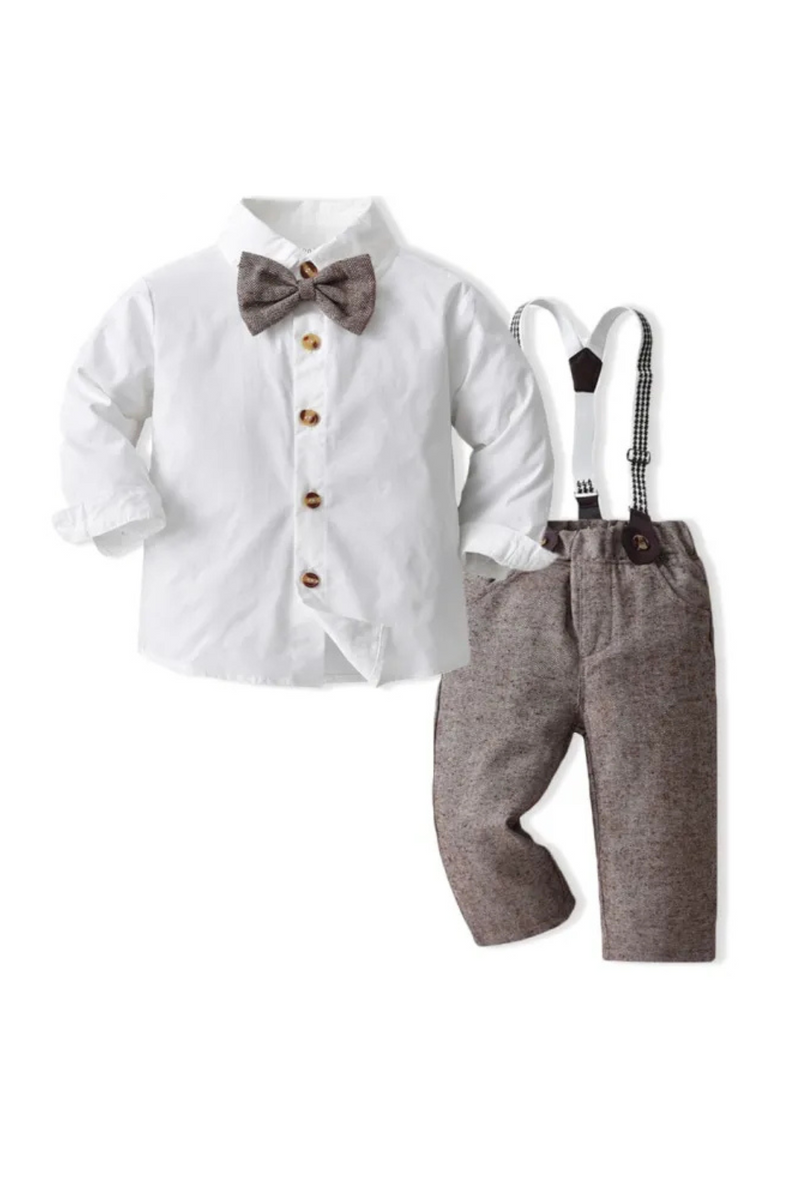 Baby Boy Formal Clothes Set Shirt Suspender Pant Teen Suit Party Cotton Baby Clothes 1-16Y