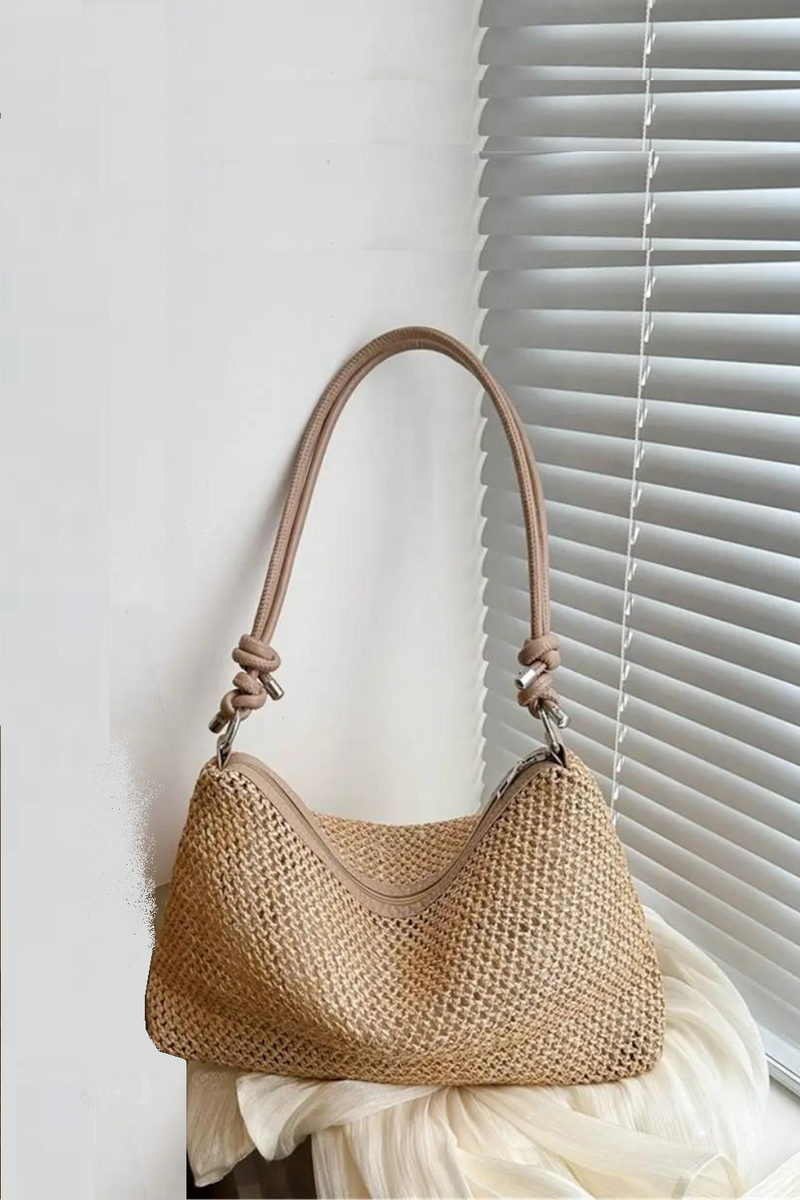 Rattan Straw Bag Fashion Woven Large Capacity Handbag Handmade Braid Shoulder Bag Summer Beach