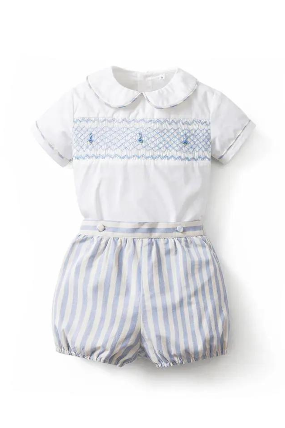 Baby Boy Hand Made Suit Summer Embroidery Boys Spanish Smocked Clothes