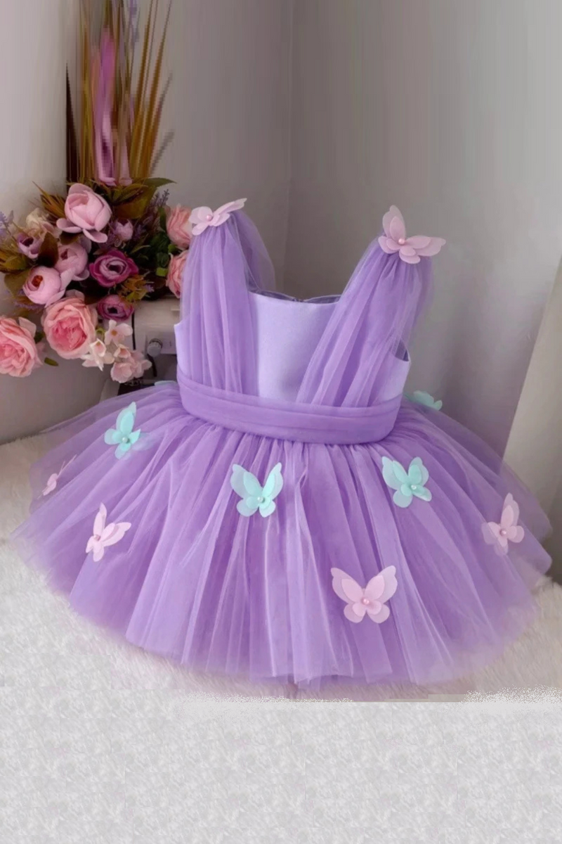 Newborn Purple First Birthday Dress For Baby Girl Clothes Butterfly Princess Dress