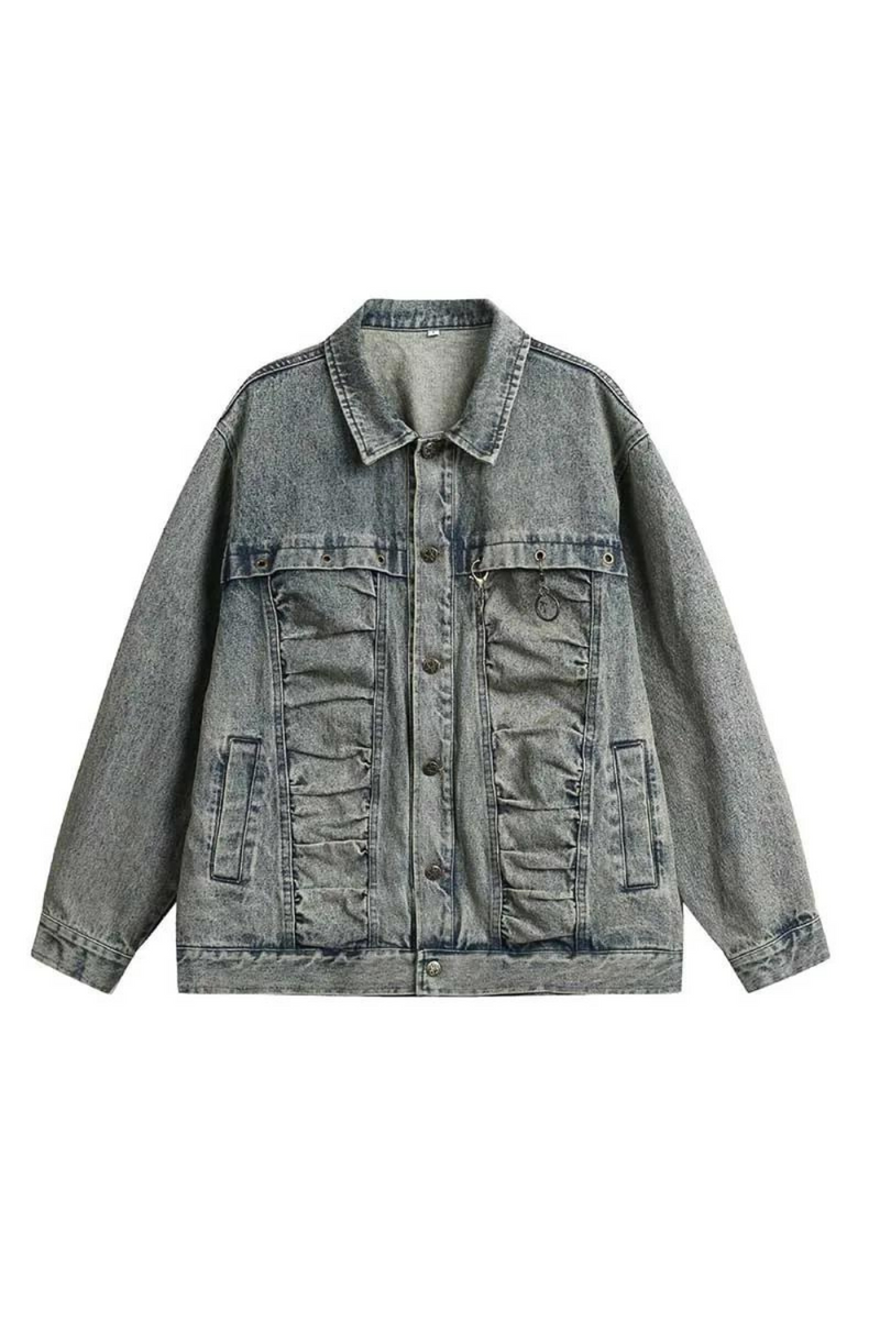 Denim Jackets Men Streetwear Outwear Jeans Coats Patchwork