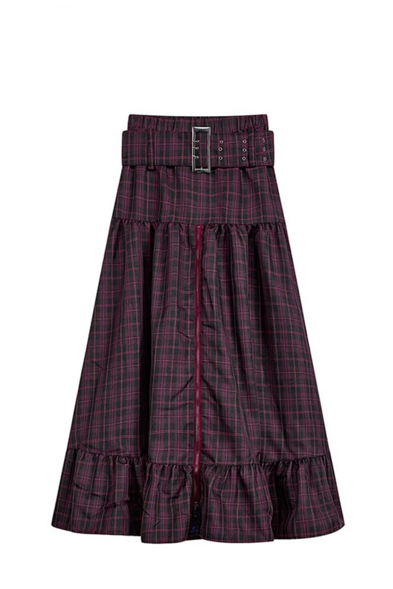 Classical Plaid Skirts Women Preppy Casual Vintage Low Waist Zipper A-Line Skirts High Street