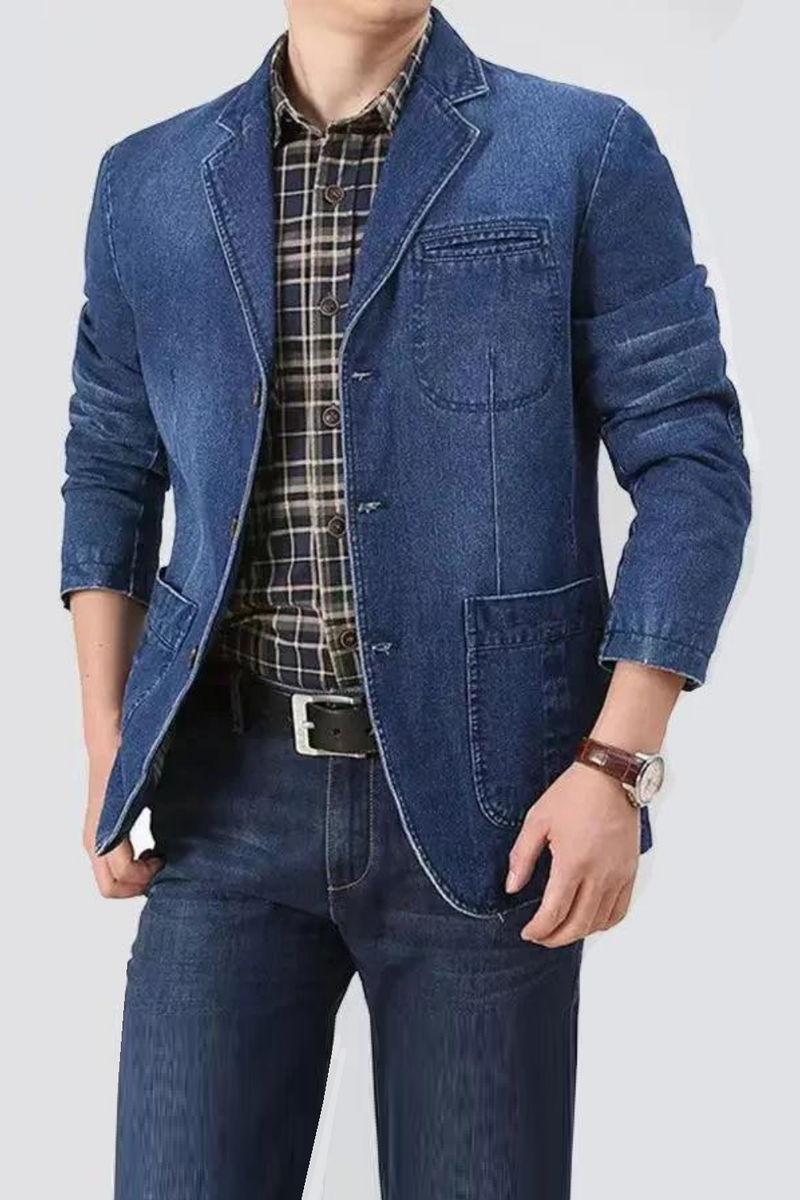 Denim Jacket Windproof Lapel Comfortable Men Clothing Autumn Winter Parkas