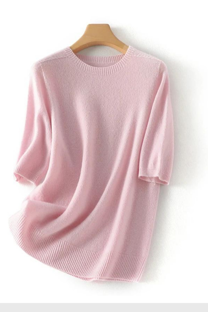 Wool Pullover Round Neck Half-sleeve Solid Simple Loose Versatile Sweet Commute Sweater Fall Winter