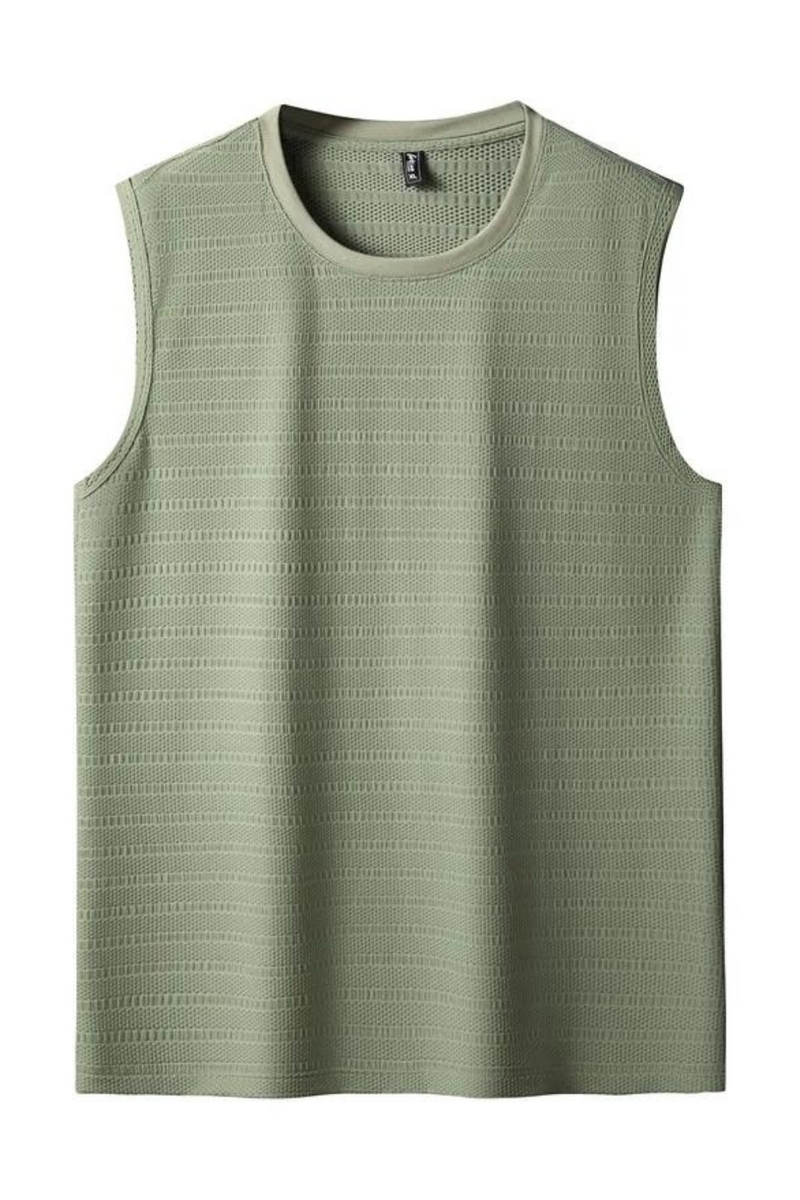 Summer Men's Round Neck Striped Nylon Wide Shoulder Tank Top