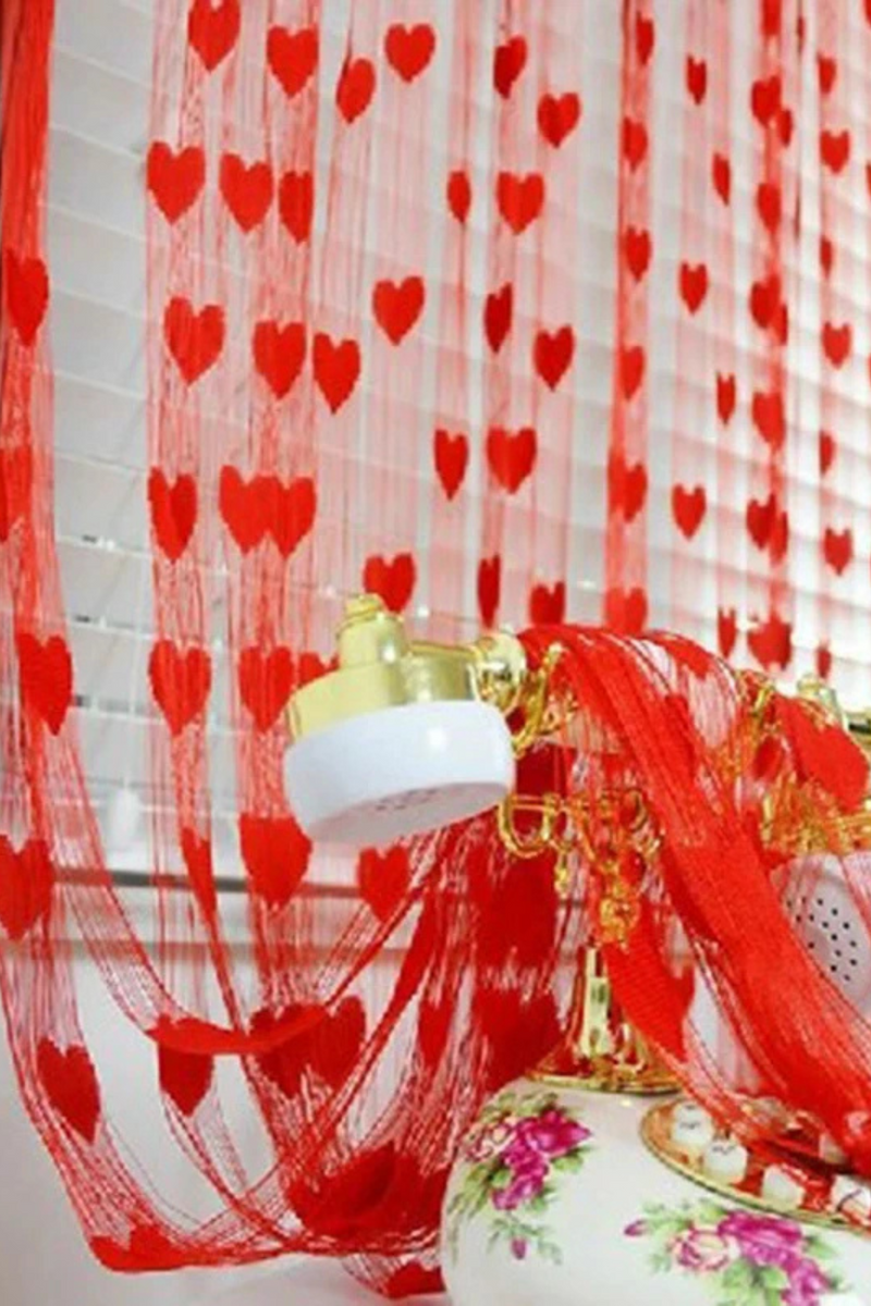 100x200cm Heart Pattern Curtain for Living Room Bedroom Door Window Valances Scarf Wedding DIY Home Decoration