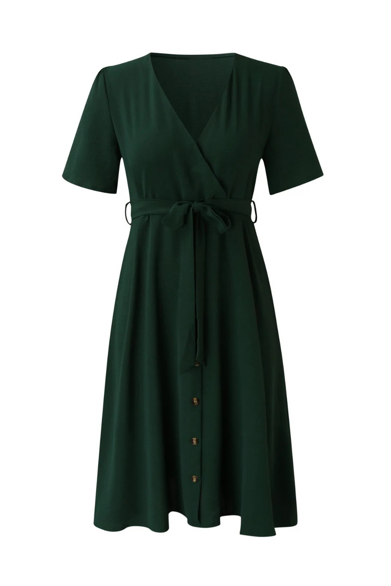 Elegant Dress With Belt And Button Dress For Weddings As A Guest Formal