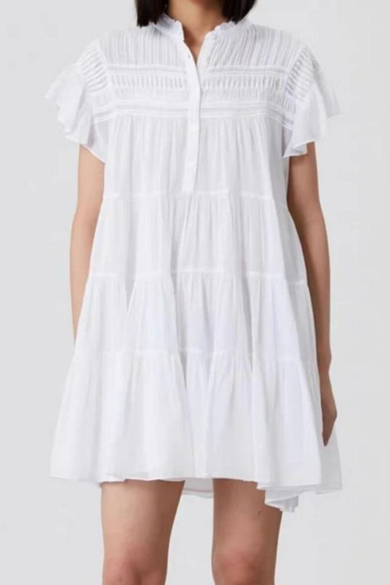 Women Summer Sweet Style Ruffled Pleated Loose Short Sleeve Dress