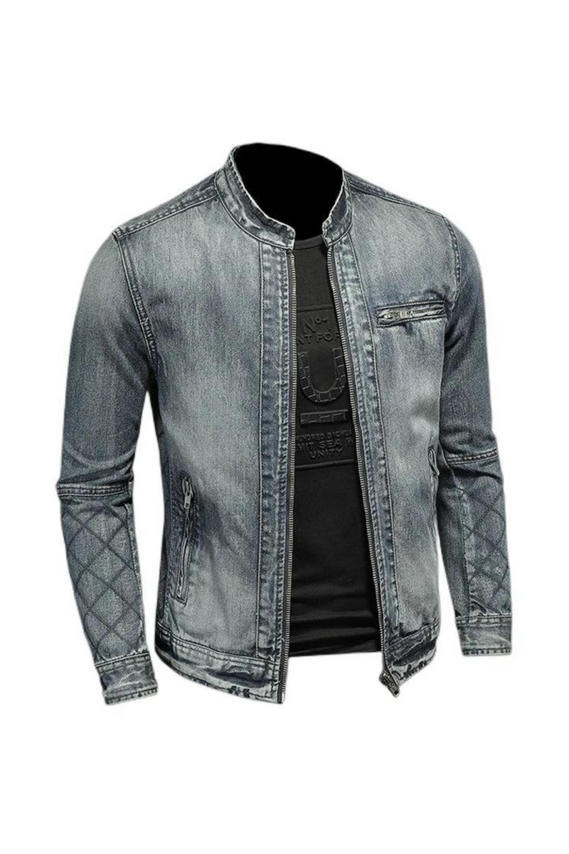 Men Retro Denim Jackets Motorcycle Jean Coats Outerwear for Male